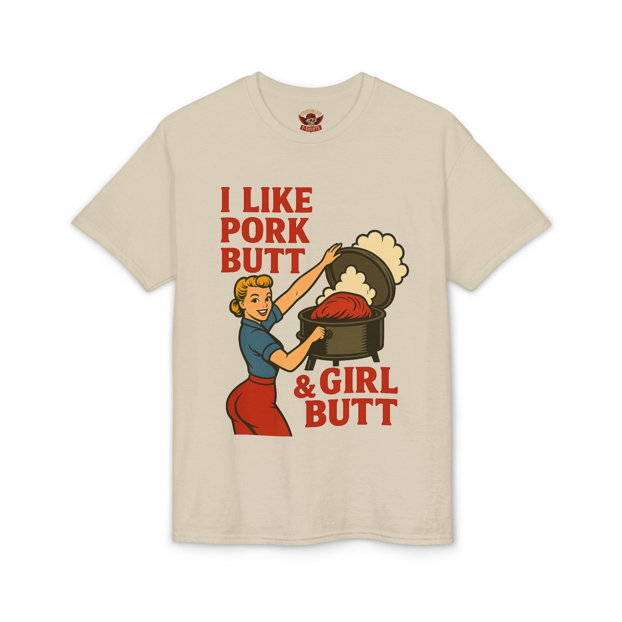 Retro BBQ T‑Shirt — "I Like Pork Butt & Girl Butt" Vintage BBQ Humor Tee