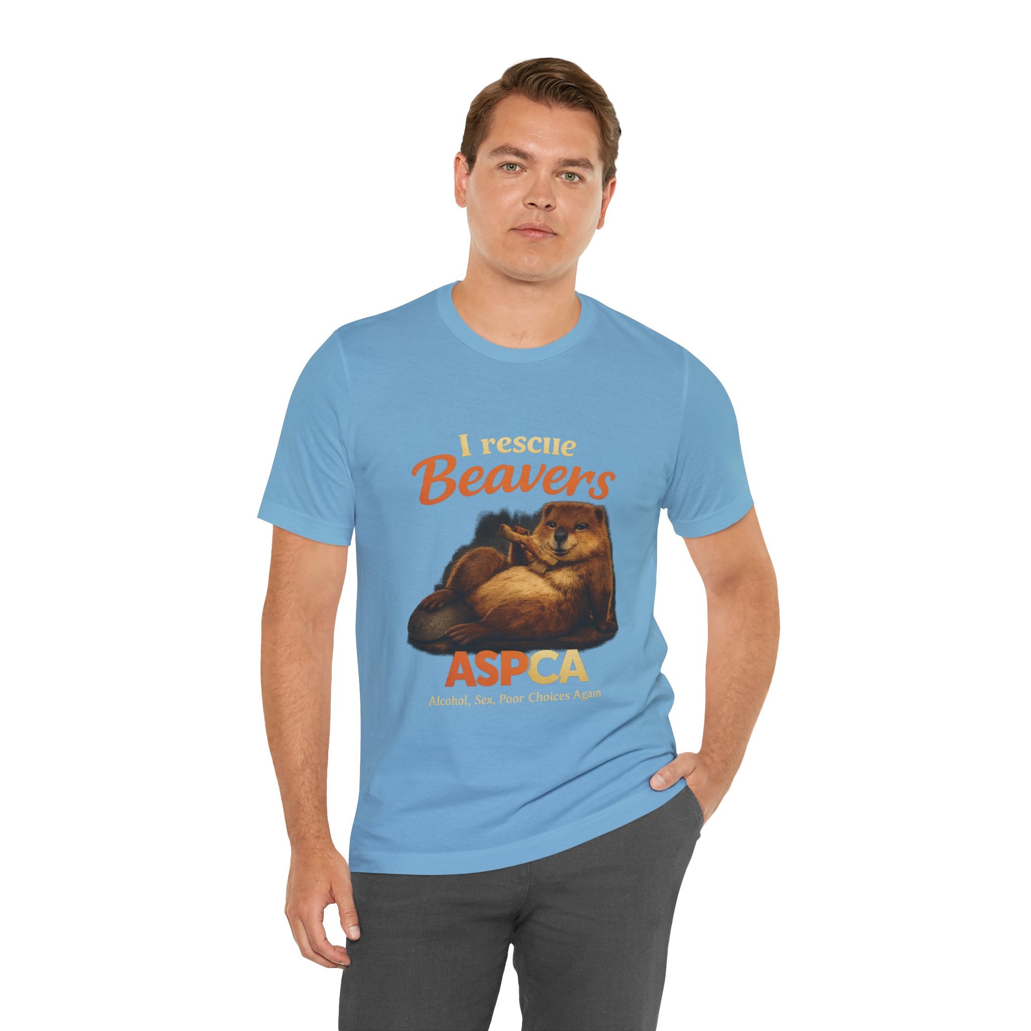 I Rescue Beavers Graphic Tee — Funny Tongue-in-Cheek Wildlife Shirt