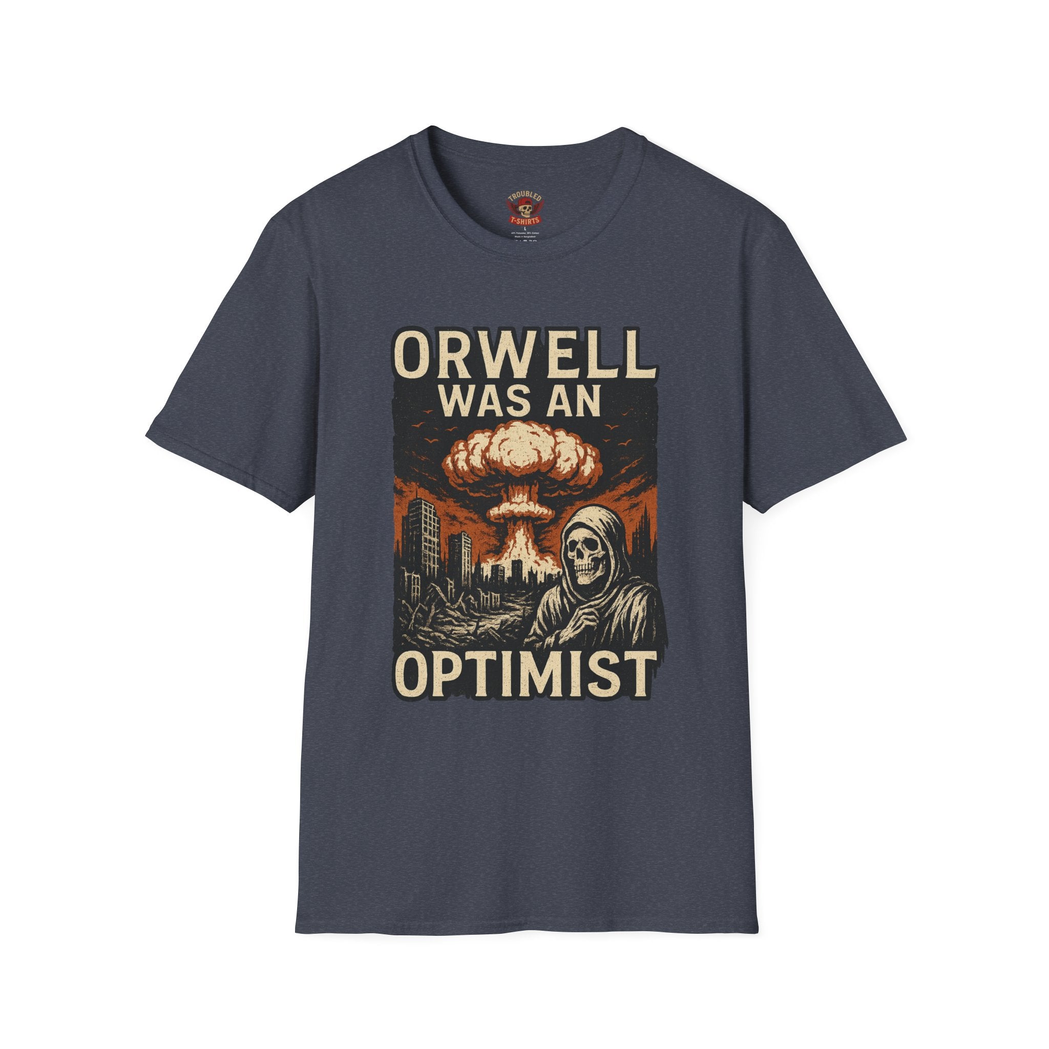 Orwell Was an Optimist T-Shirt — Dystopian Skull & Mushroom Cloud Graphic Tee
