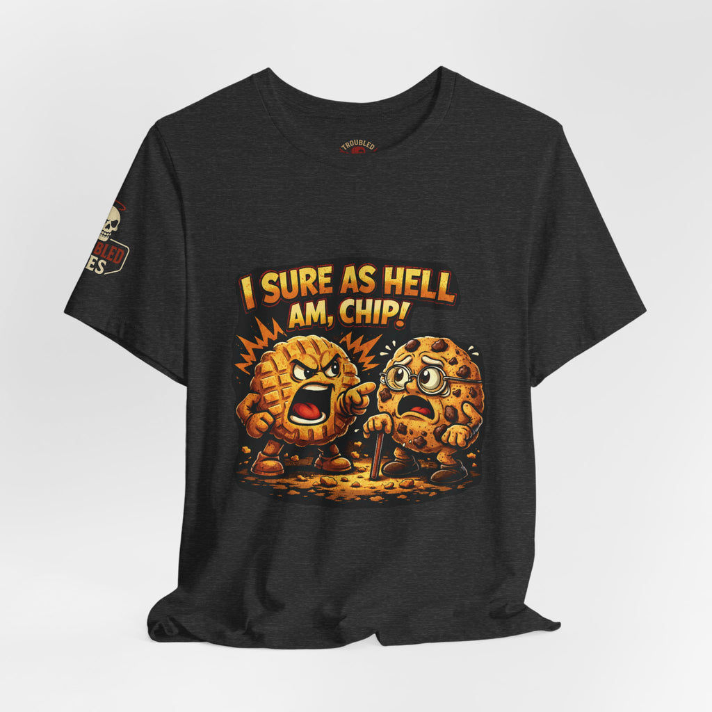 Funny Peanut Butter Cookie Yelling at Chocolate Chip Cookie T‑Shirt