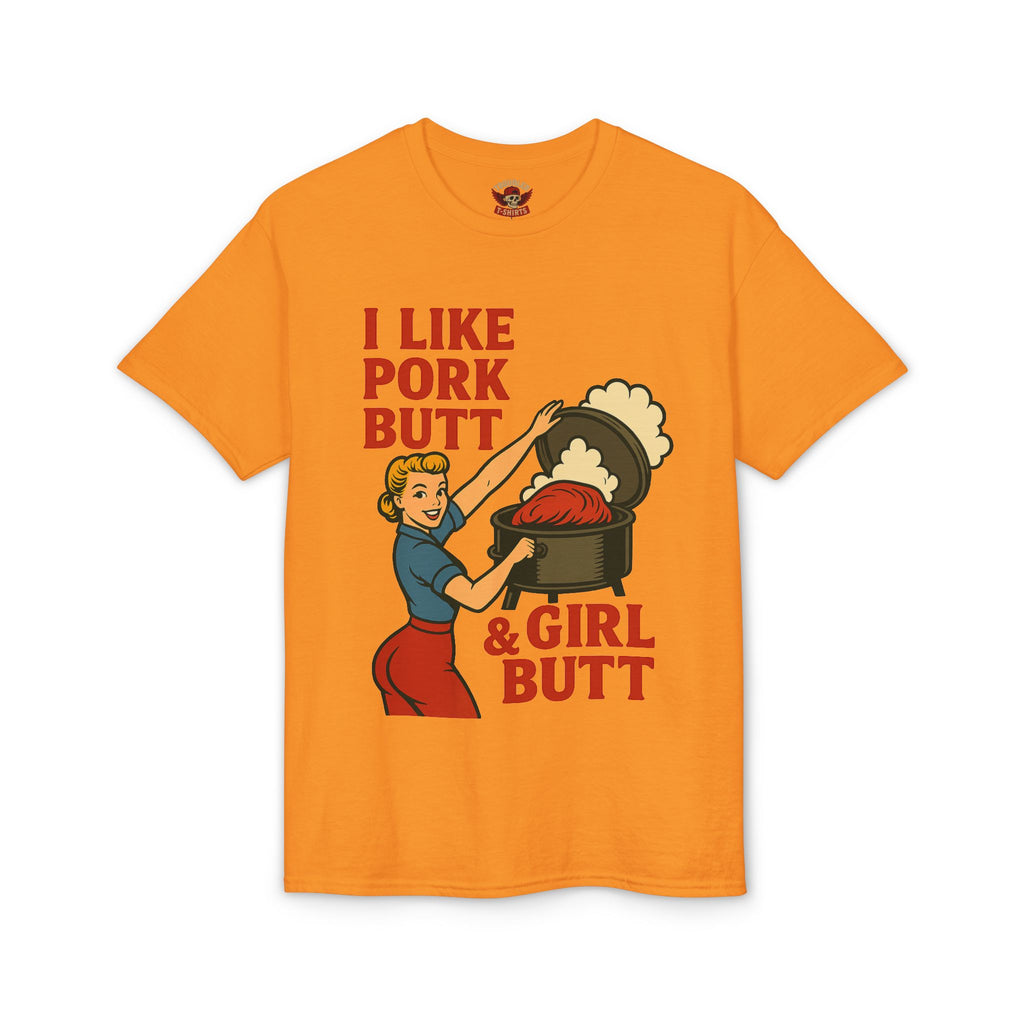 Retro BBQ T‑Shirt — "I Like Pork Butt & Girl Butt" Vintage BBQ Humor Tee