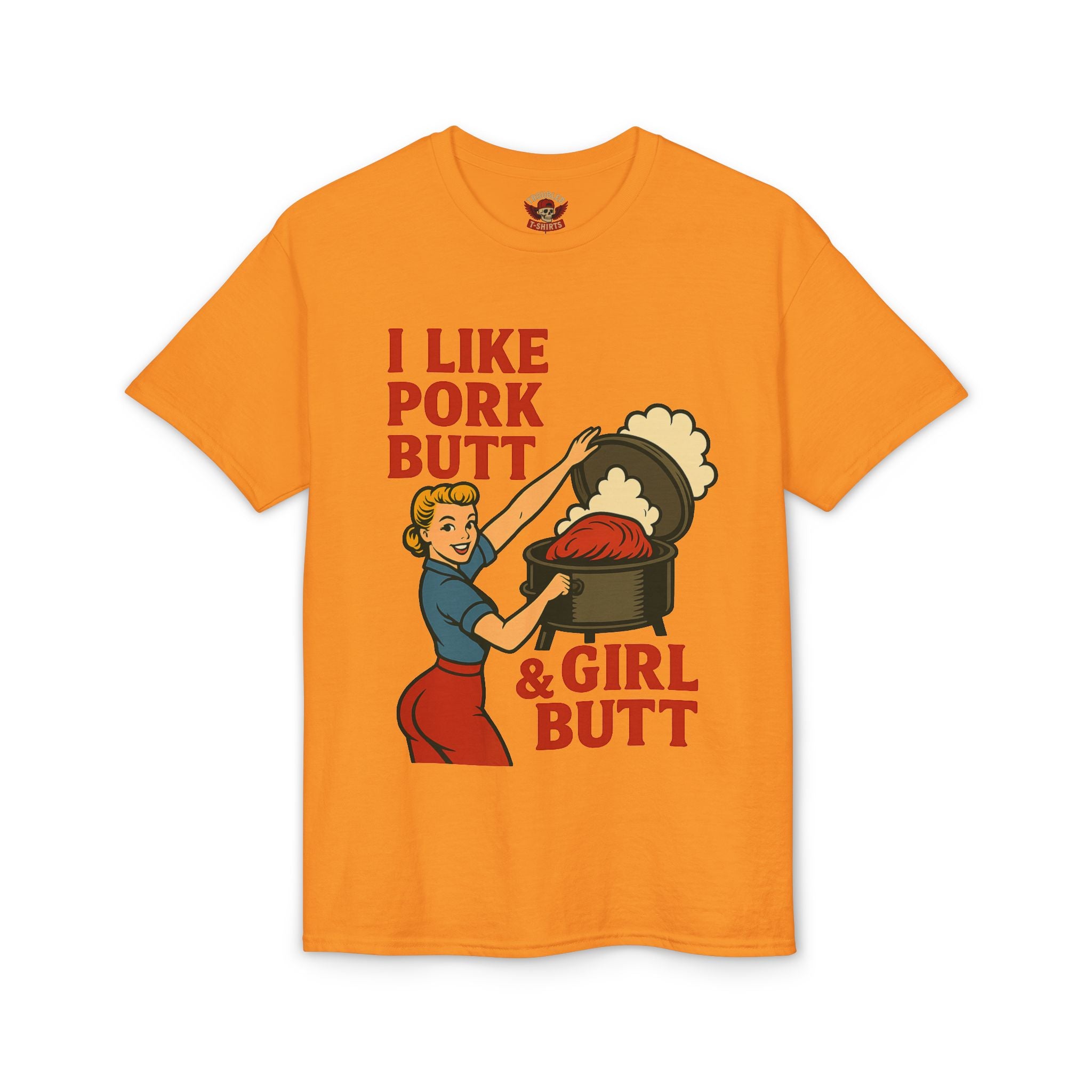 Retro BBQ T‑Shirt — "I Like Pork Butt & Girl Butt" Vintage BBQ Humor Tee