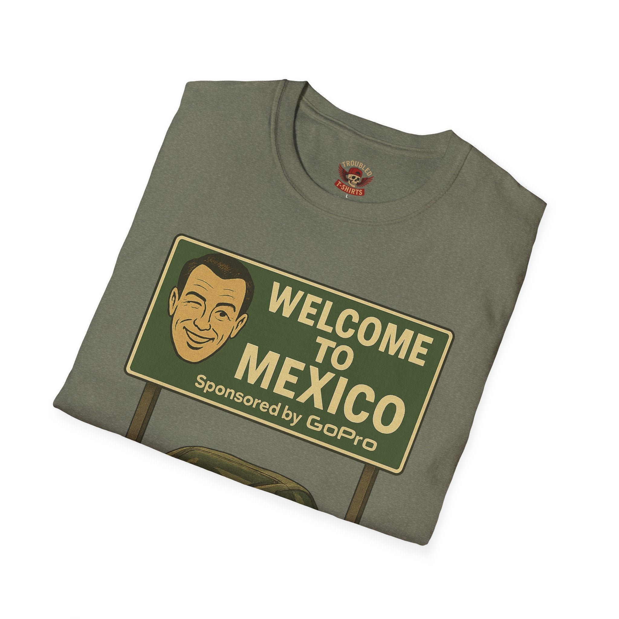 Welcome to Mexico Corvette T-Shirt — Vintage Road Trip Tee with 'Sponsored by GoPro' Sign
