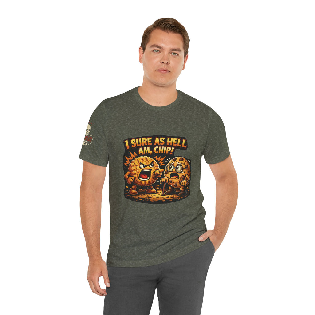 Funny Peanut Butter Cookie Yelling at Chocolate Chip Cookie T‑Shirt