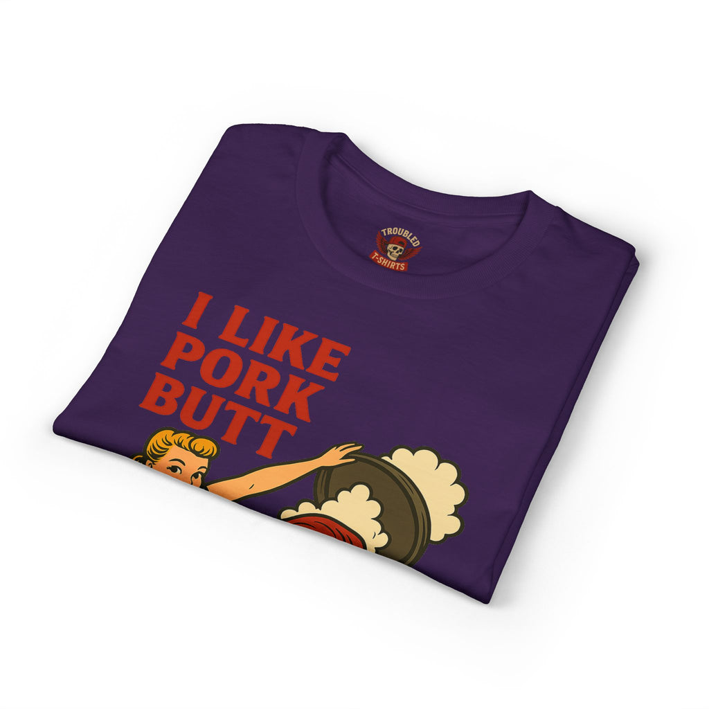 Retro BBQ T‑Shirt — "I Like Pork Butt & Girl Butt" Vintage BBQ Humor Tee