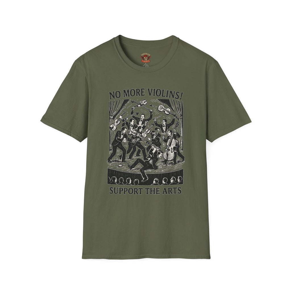 Support the Arts T-Shirt — "No More Violins!" Vintage Concert Poster Tee