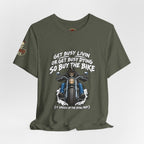 "Get Busy Livin' or Get Busy Dying, So Buy the Bike" T-Shirt — Funny Skeleton Biker Tee