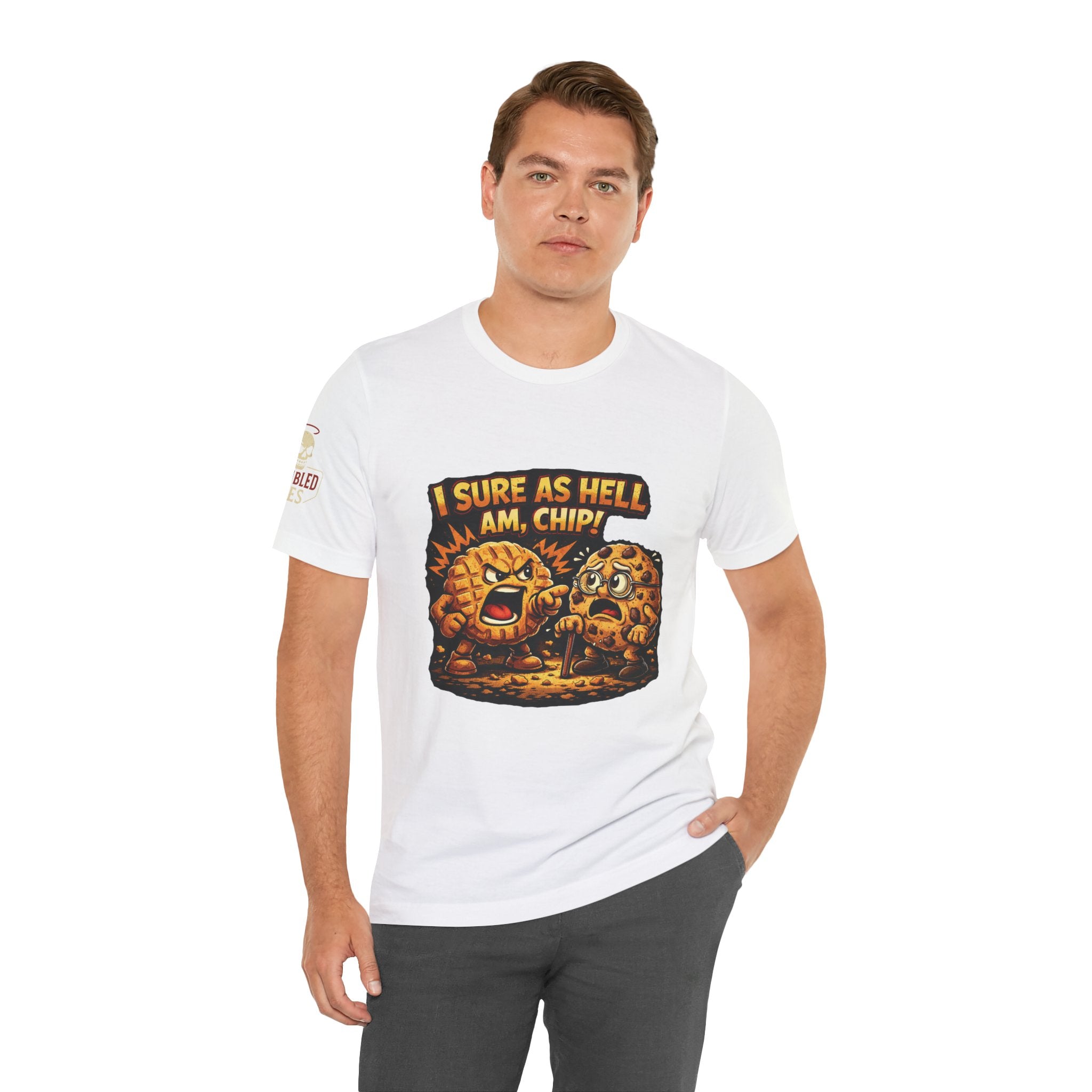 Funny Peanut Butter Cookie Yelling at Chocolate Chip Cookie T‑Shirt