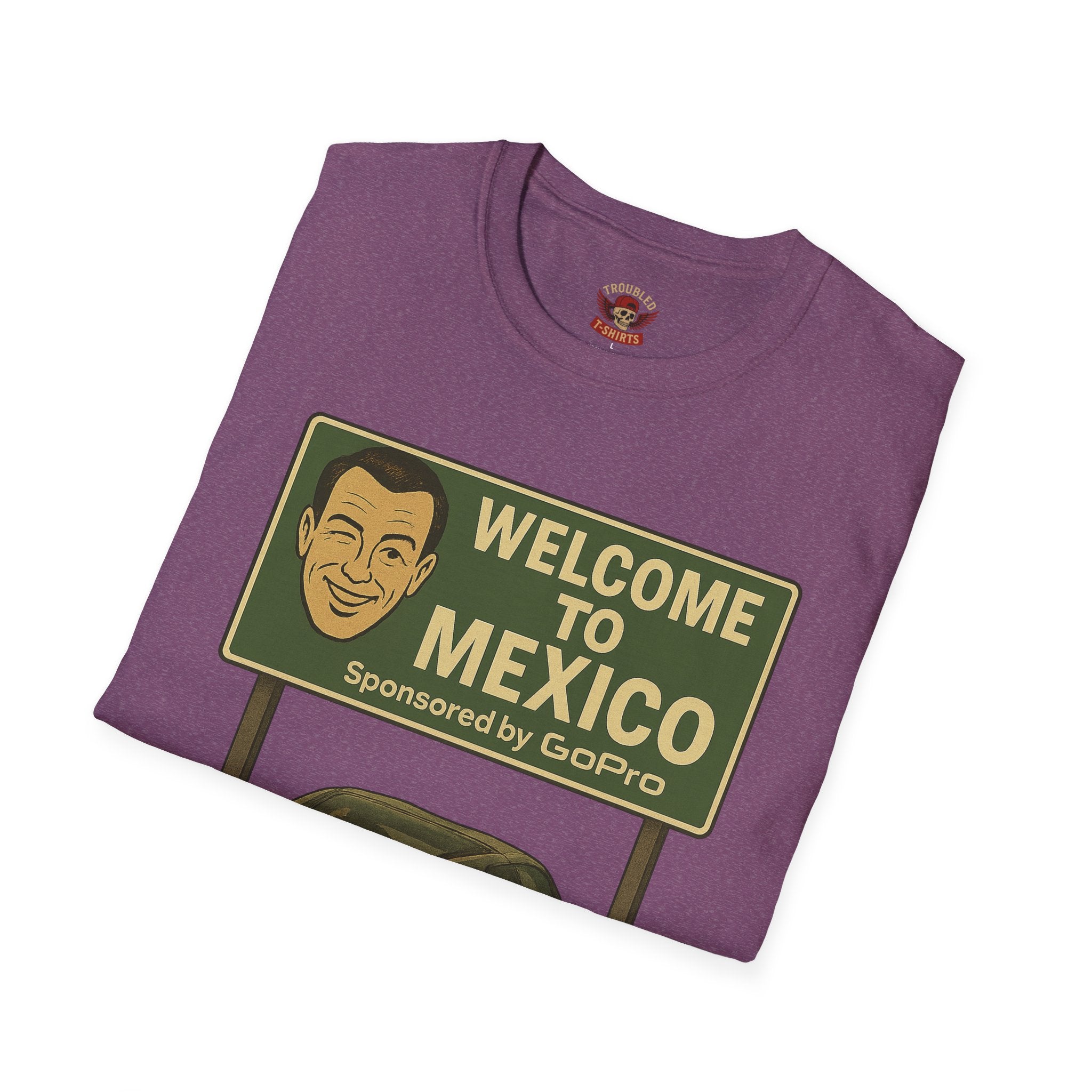 Welcome to Mexico Corvette T-Shirt — Vintage Road Trip Tee with 'Sponsored by GoPro' Sign