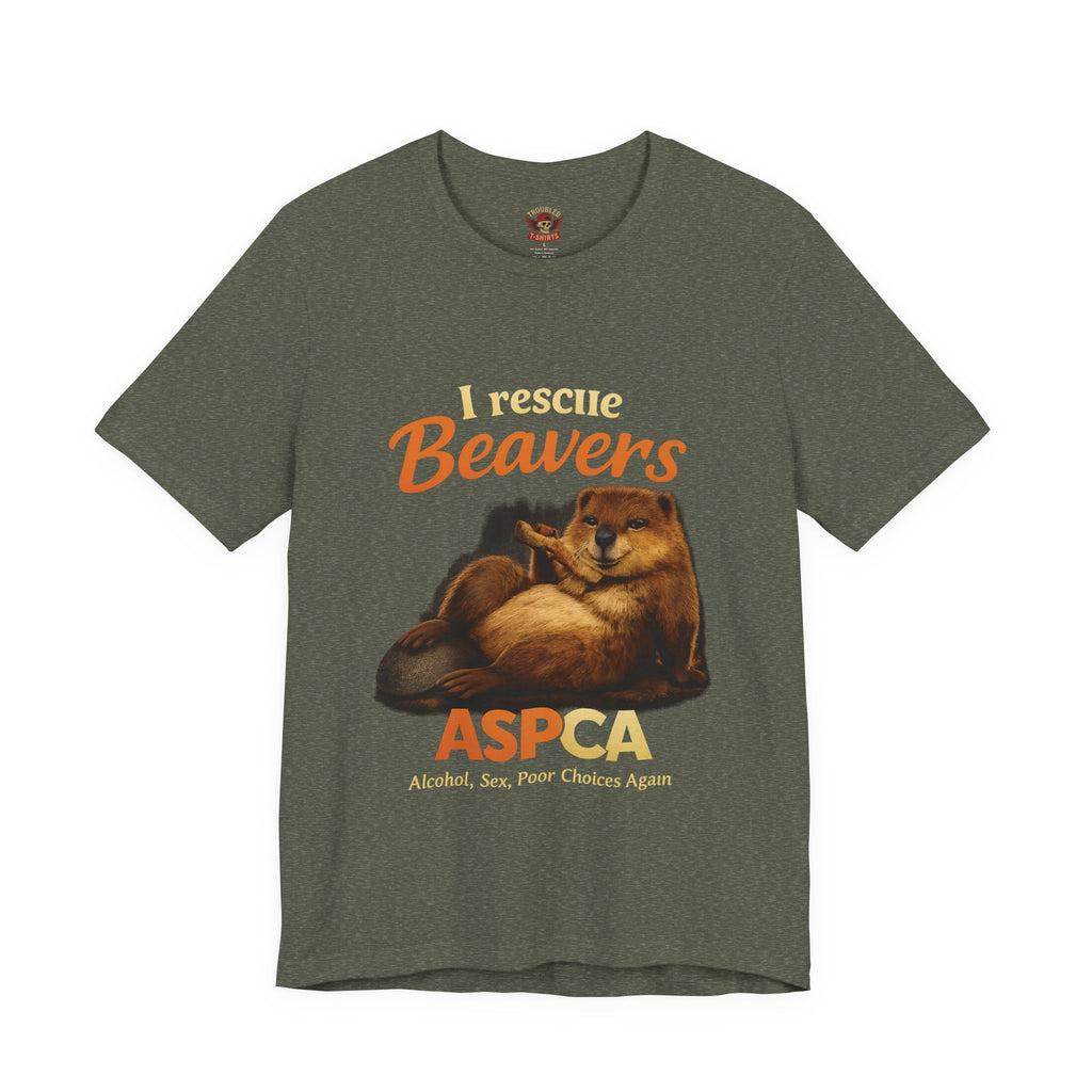I Rescue Beavers Graphic Tee — Funny Tongue-in-Cheek Wildlife Shirt