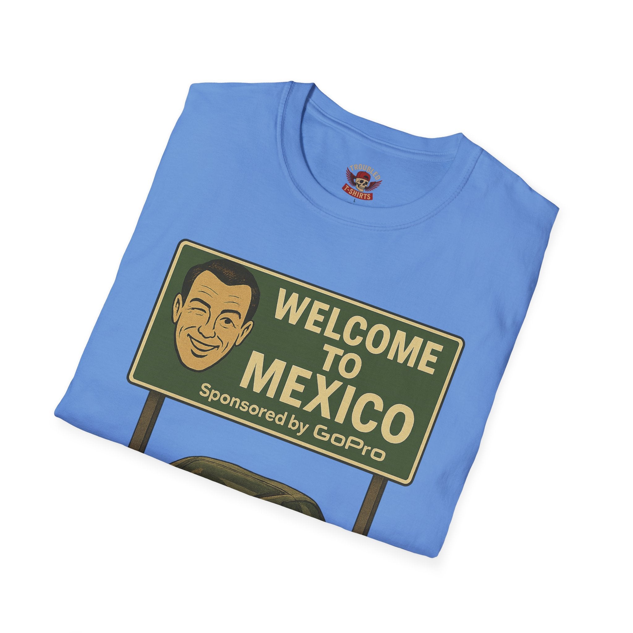 Welcome to Mexico Corvette T-Shirt — Vintage Road Trip Tee with 'Sponsored by GoPro' Sign
