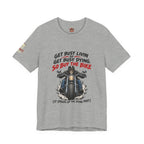 "Get Busy Livin' or Get Busy Dying, So Buy the Bike" T-Shirt — Funny Skeleton Biker Tee