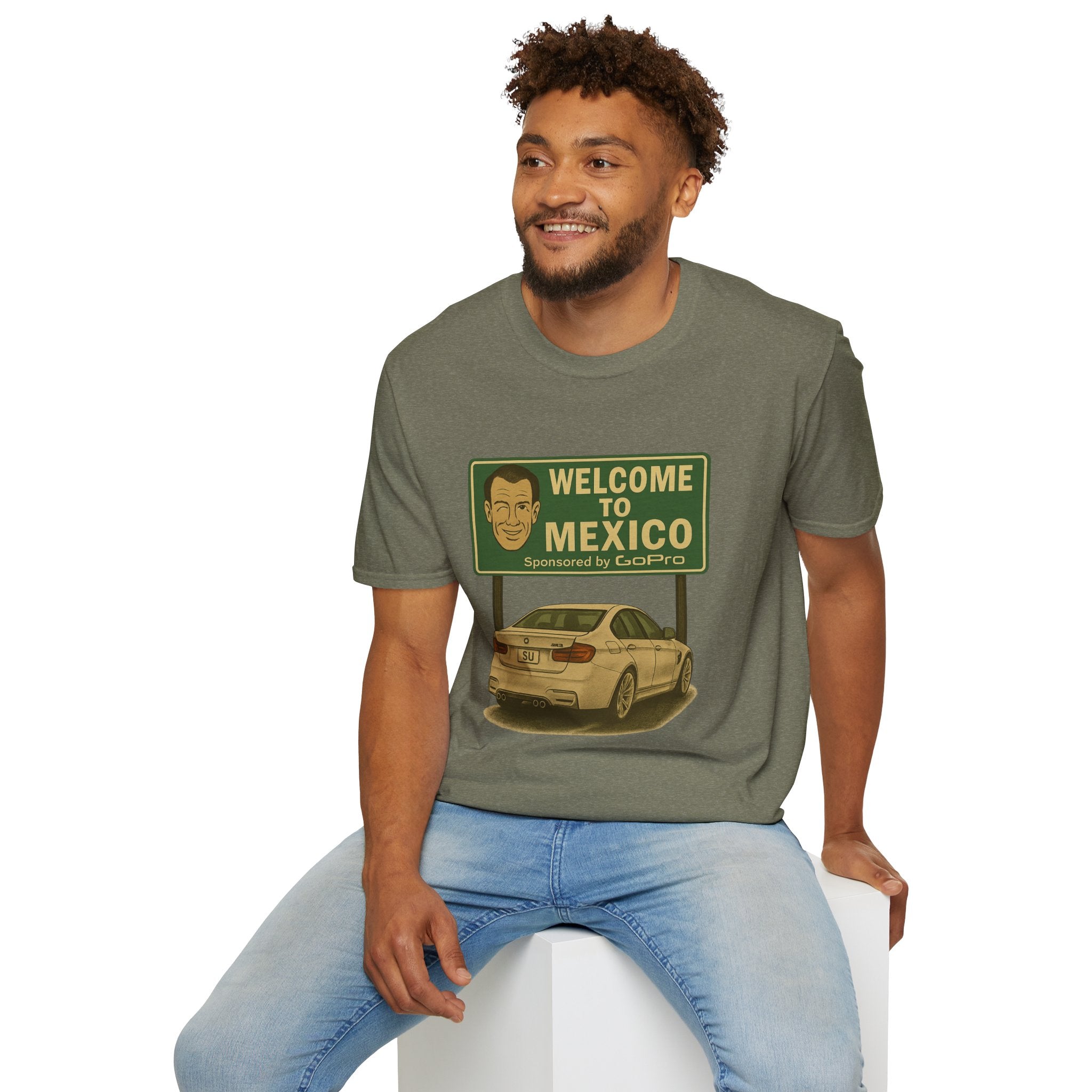 Welcome to Mexico BMW T-Shirt — Retro Road Trip Car Design