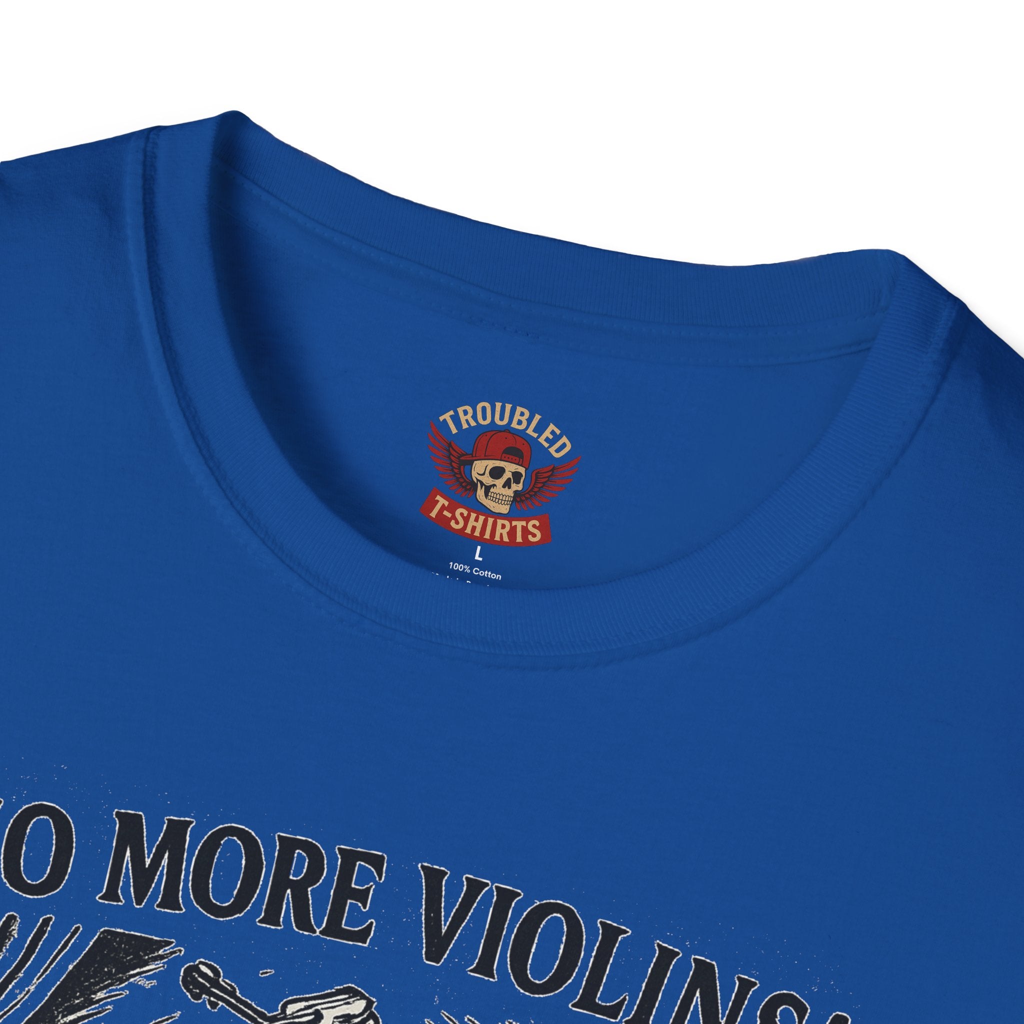 Support the Arts T-Shirt — "No More Violins!" Vintage Concert Poster Tee
