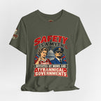"Safety Is a Myth" T-Shirt — Funny Vintage Propaganda Poster Tee