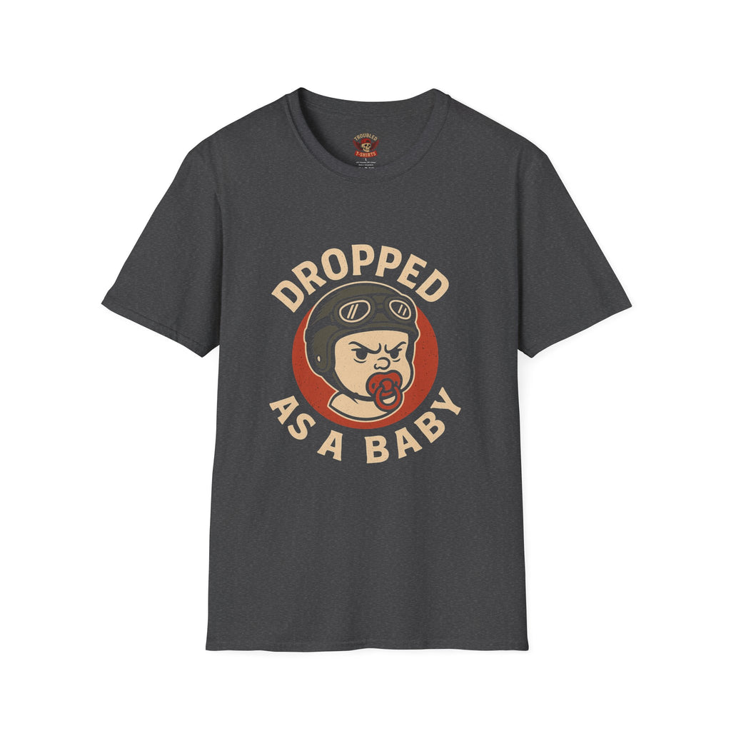 Dropped As A Baby T-Shirt — Funny Retro Baby Pilot Tee