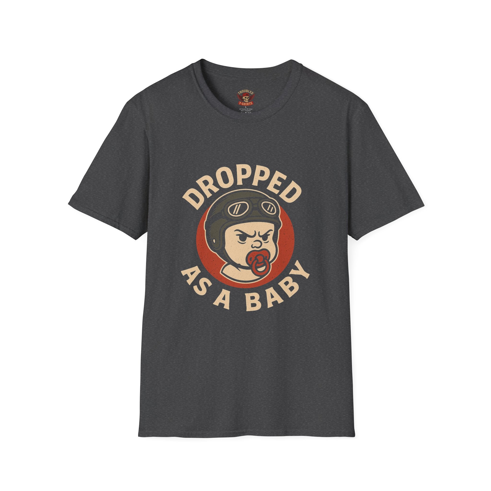 Dropped As A Baby T-Shirt — Funny Retro Baby Pilot Tee