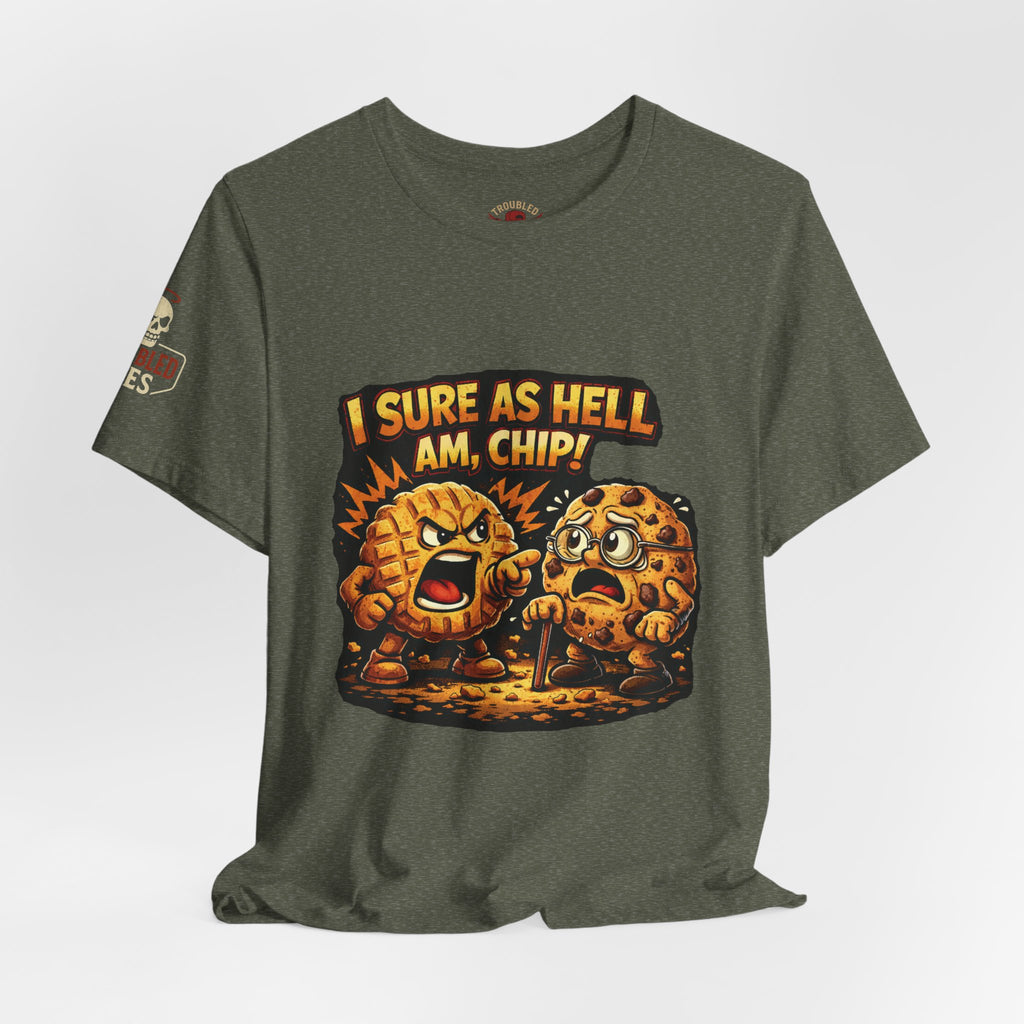 Funny Peanut Butter Cookie Yelling at Chocolate Chip Cookie T‑Shirt