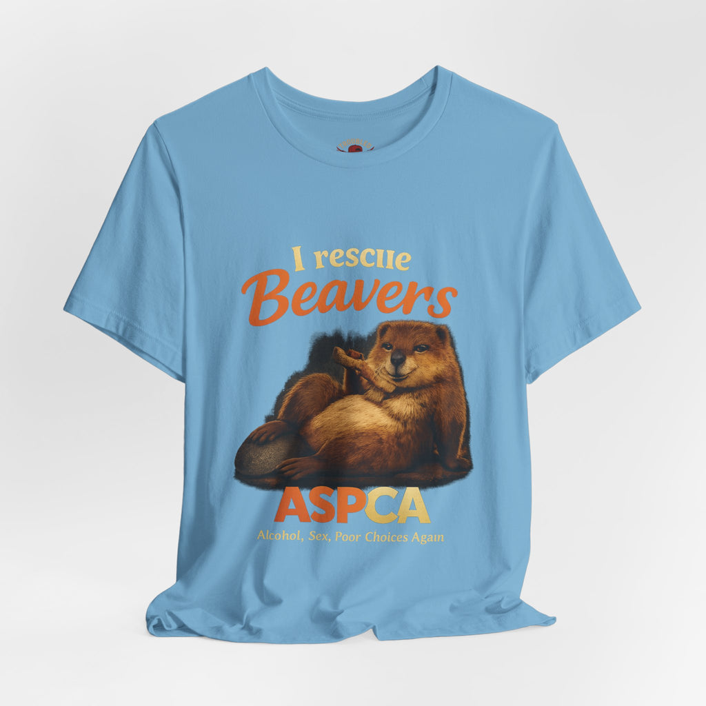 I Rescue Beavers Graphic Tee — Funny Tongue-in-Cheek Wildlife Shirt