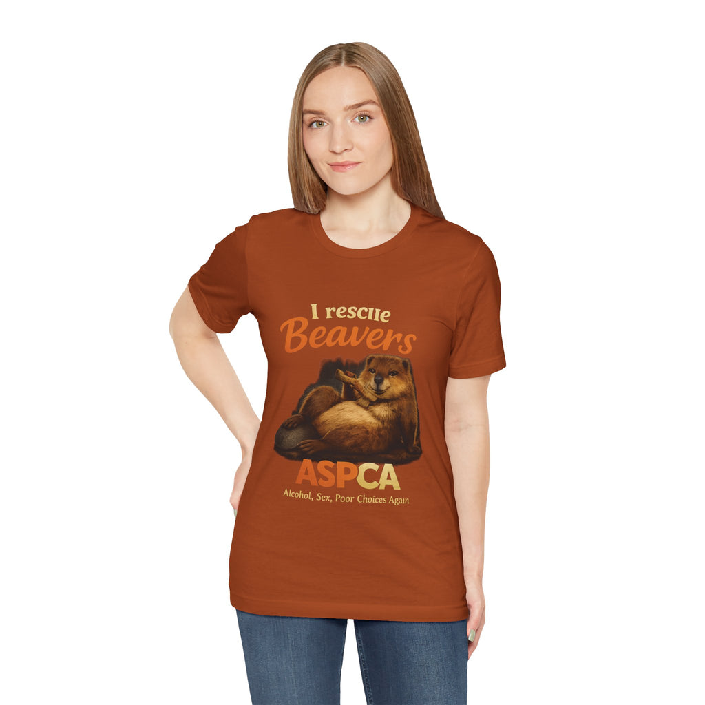 I Rescue Beavers Graphic Tee — Funny Tongue-in-Cheek Wildlife Shirt