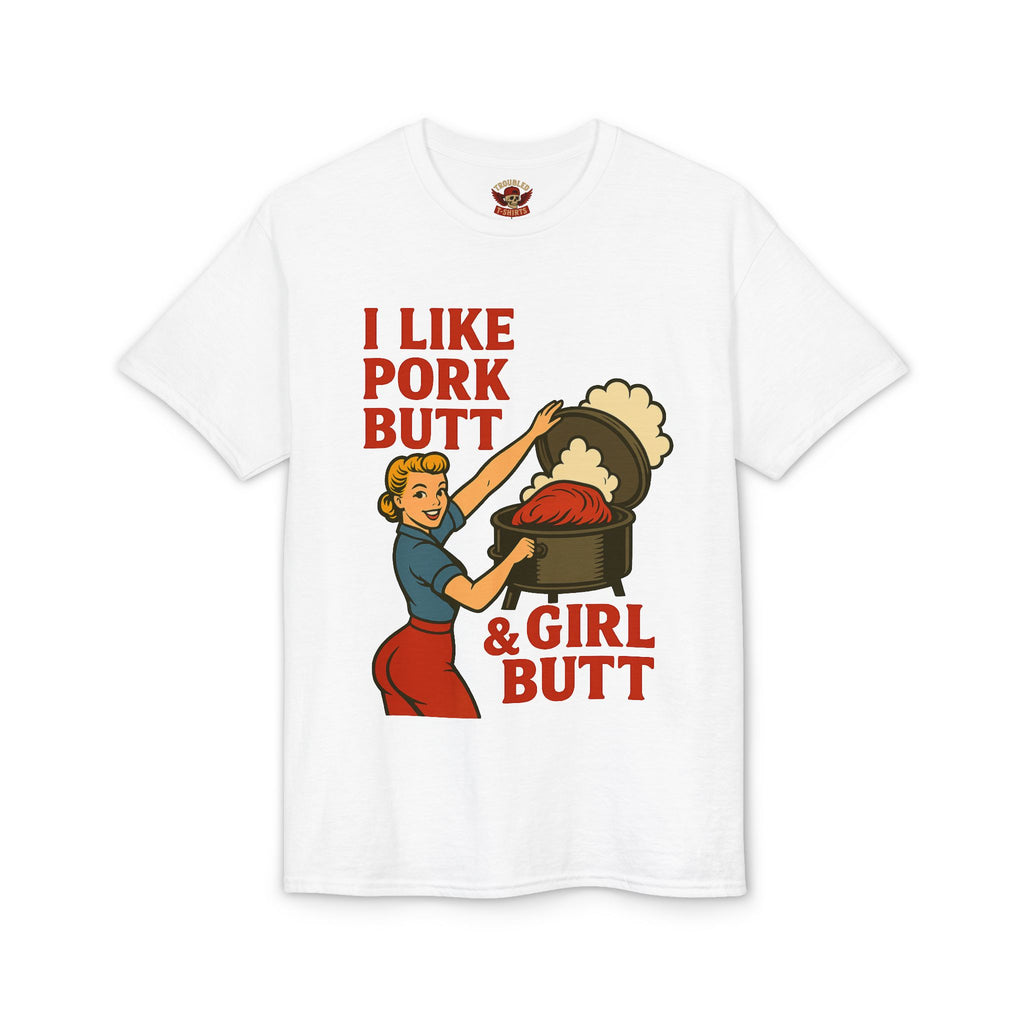 Retro BBQ T‑Shirt — "I Like Pork Butt & Girl Butt" Vintage BBQ Humor Tee