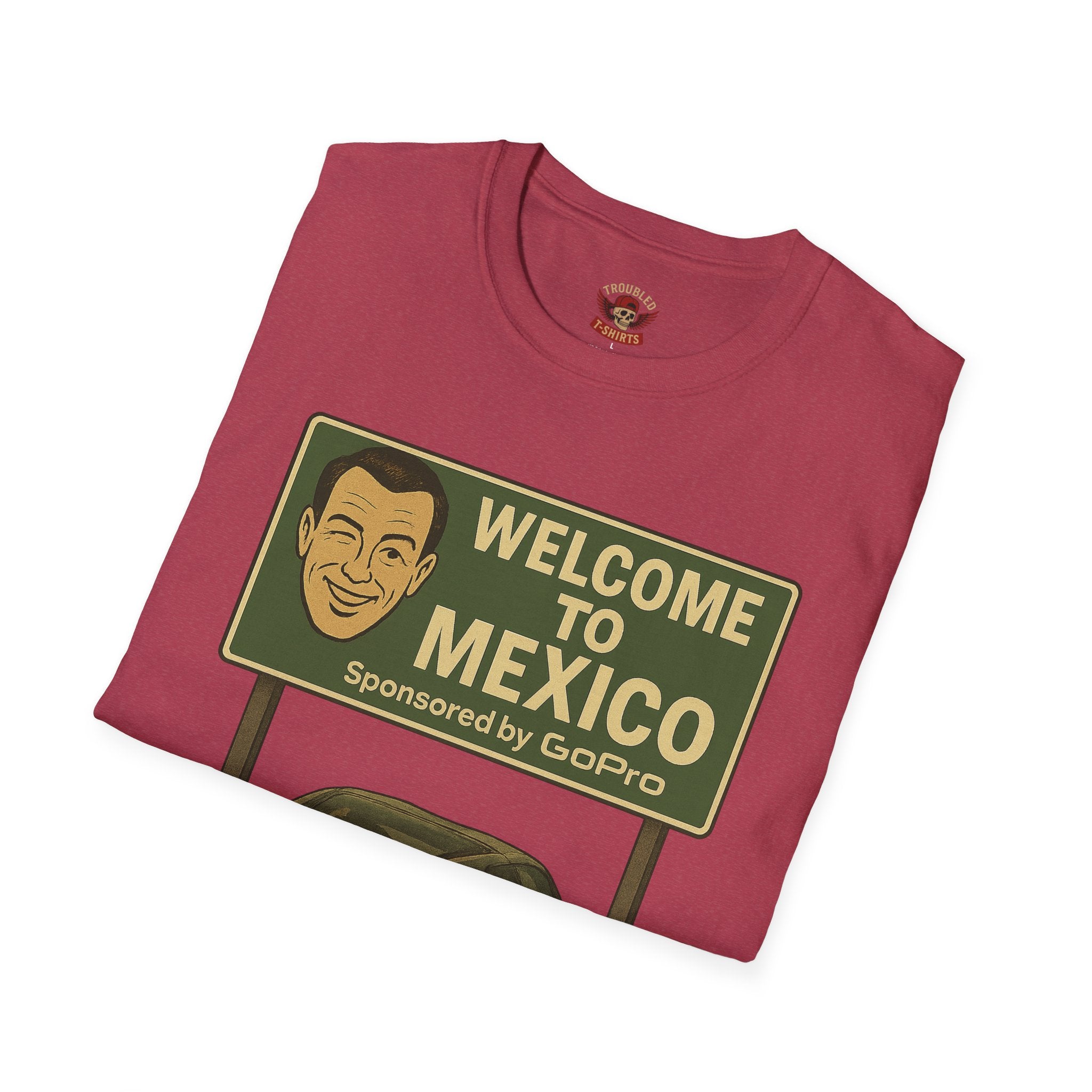Welcome to Mexico Corvette T-Shirt — Vintage Road Trip Tee with 'Sponsored by GoPro' Sign