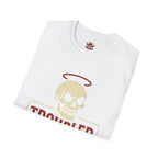 Troubled Tees Graphic T-Shirt — Skull Halo Vintage Logo Tee