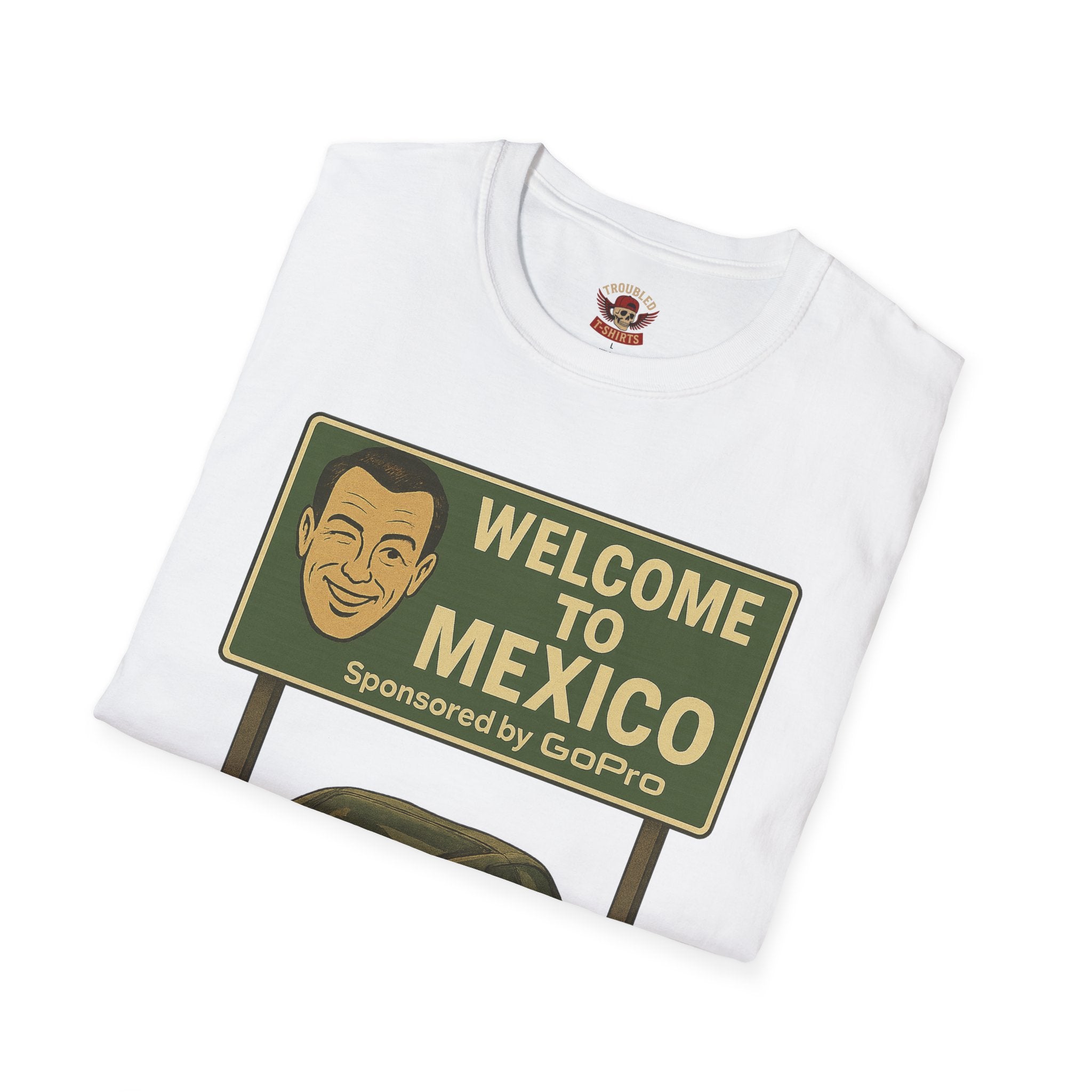 Welcome to Mexico Corvette T-Shirt — Vintage Road Trip Tee with 'Sponsored by GoPro' Sign