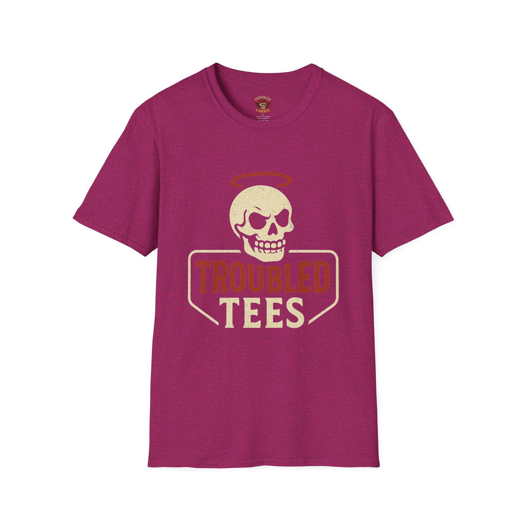 Troubled Tees Graphic T-Shirt — Skull Halo Vintage Logo Tee
