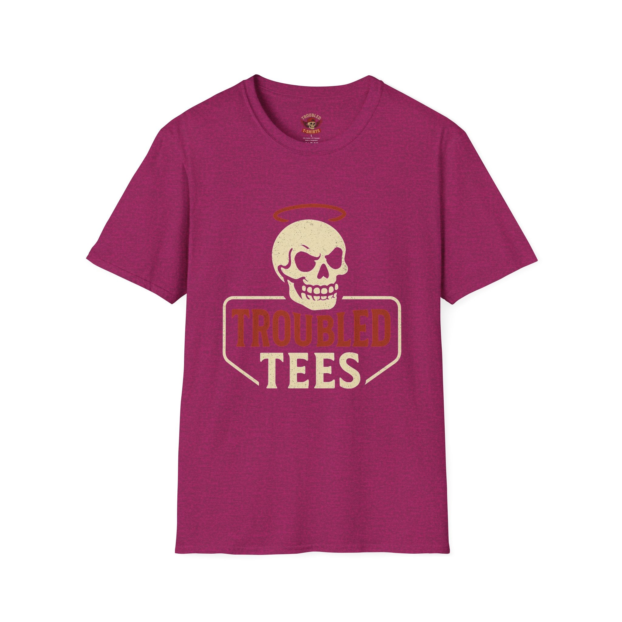 Troubled Tees Graphic T-Shirt — Skull Halo Vintage Logo Tee