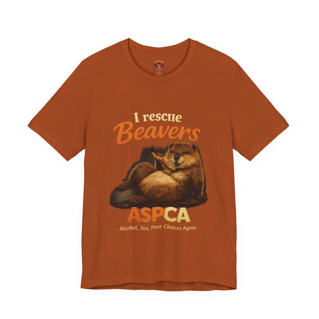 I Rescue Beavers Graphic Tee — Funny Tongue-in-Cheek Wildlife Shirt