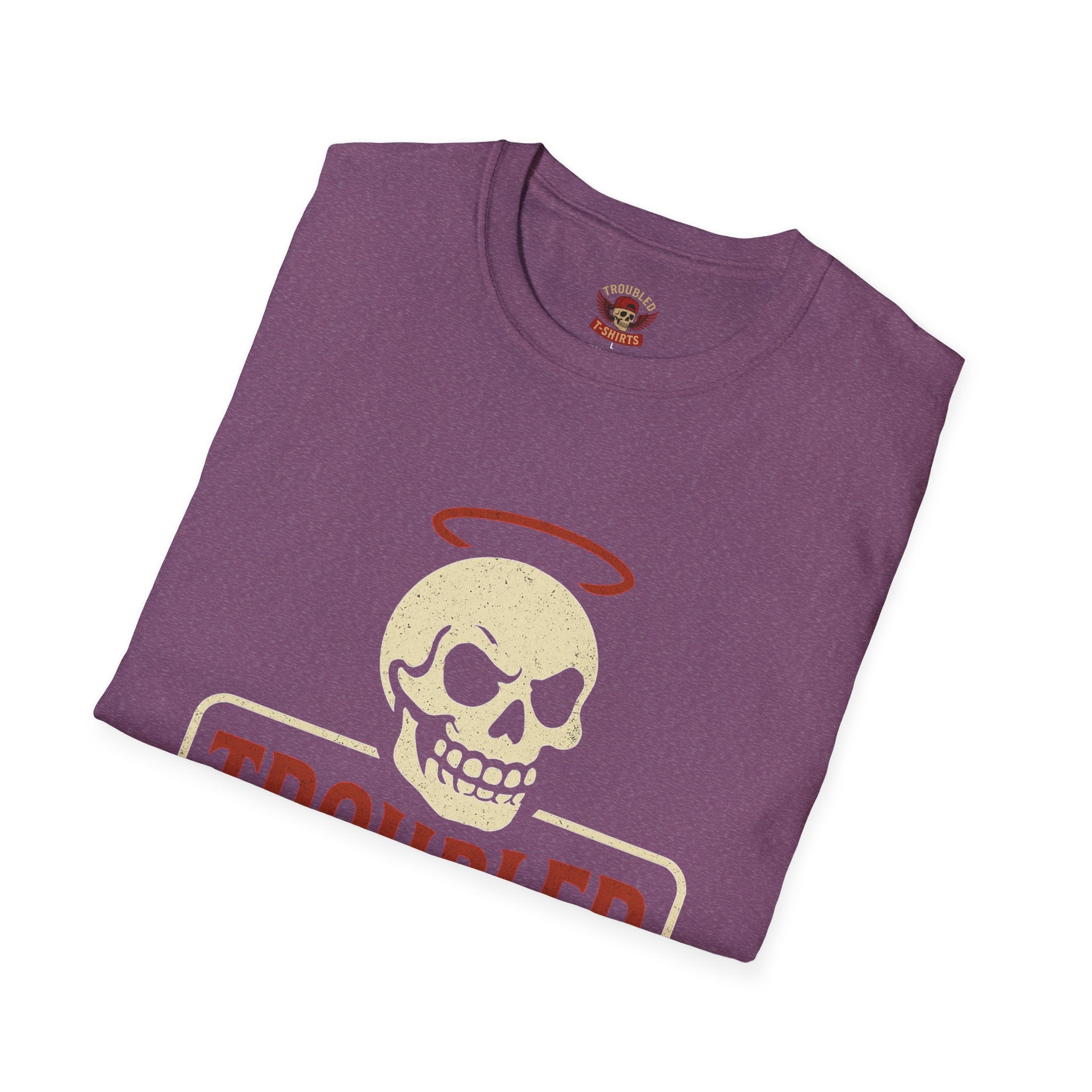Troubled Tees Graphic T-Shirt — Skull Halo Vintage Logo Tee