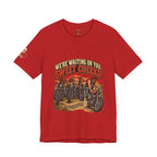 "We're Waiting on You, Sweet Cheeks" T-Shirt — Funny Biker Crew Tee
