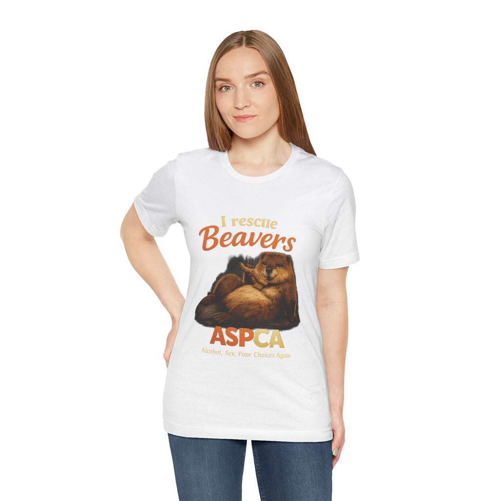 I Rescue Beavers Graphic Tee — Funny Tongue-in-Cheek Wildlife Shirt