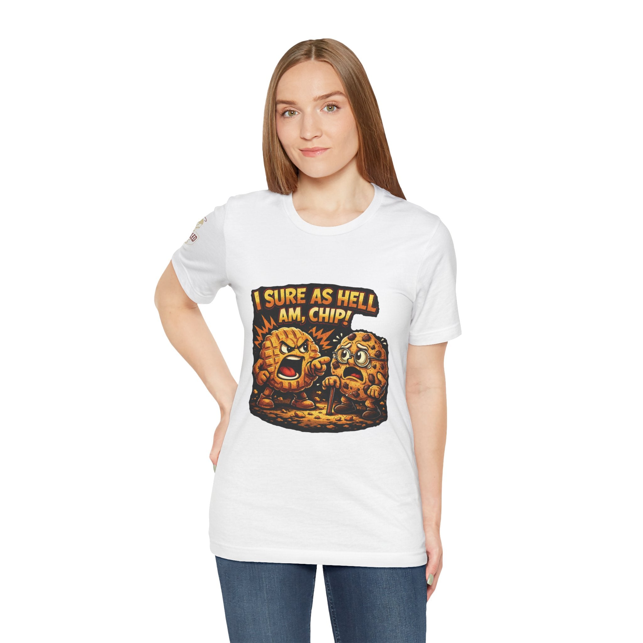 Funny Peanut Butter Cookie Yelling at Chocolate Chip Cookie T‑Shirt