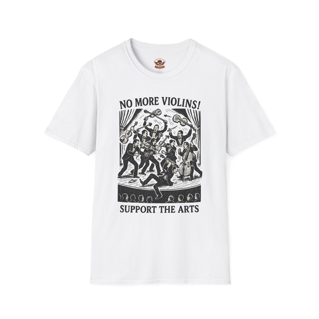 Support the Arts T-Shirt — "No More Violins!" Vintage Concert Poster Tee