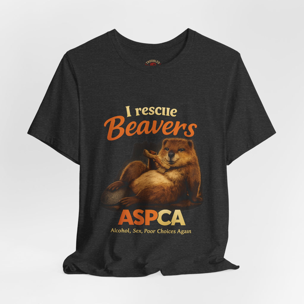 I Rescue Beavers Graphic Tee — Funny Tongue-in-Cheek Wildlife Shirt