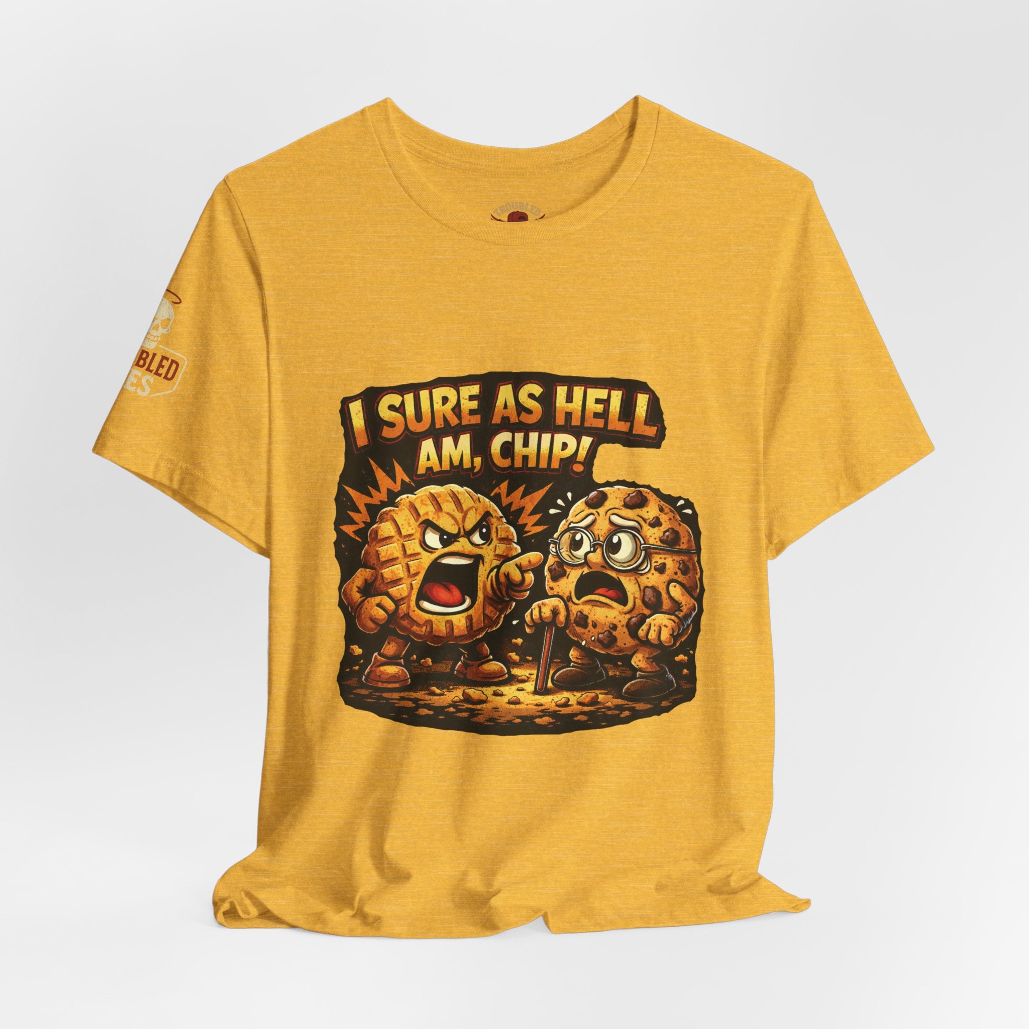 Funny Peanut Butter Cookie Yelling at Chocolate Chip Cookie T‑Shirt