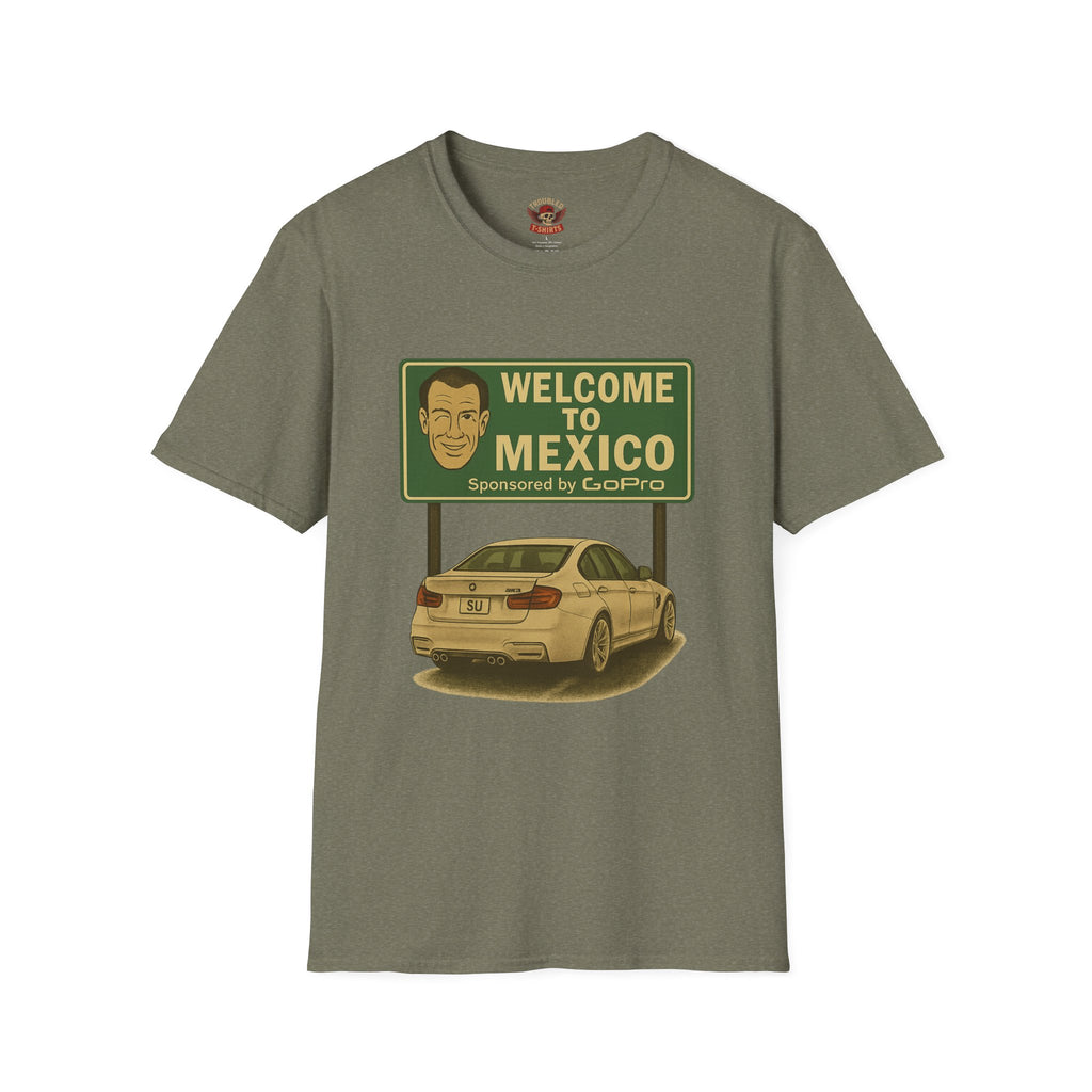 Welcome to Mexico BMW T-Shirt — Retro Road Trip Car Design