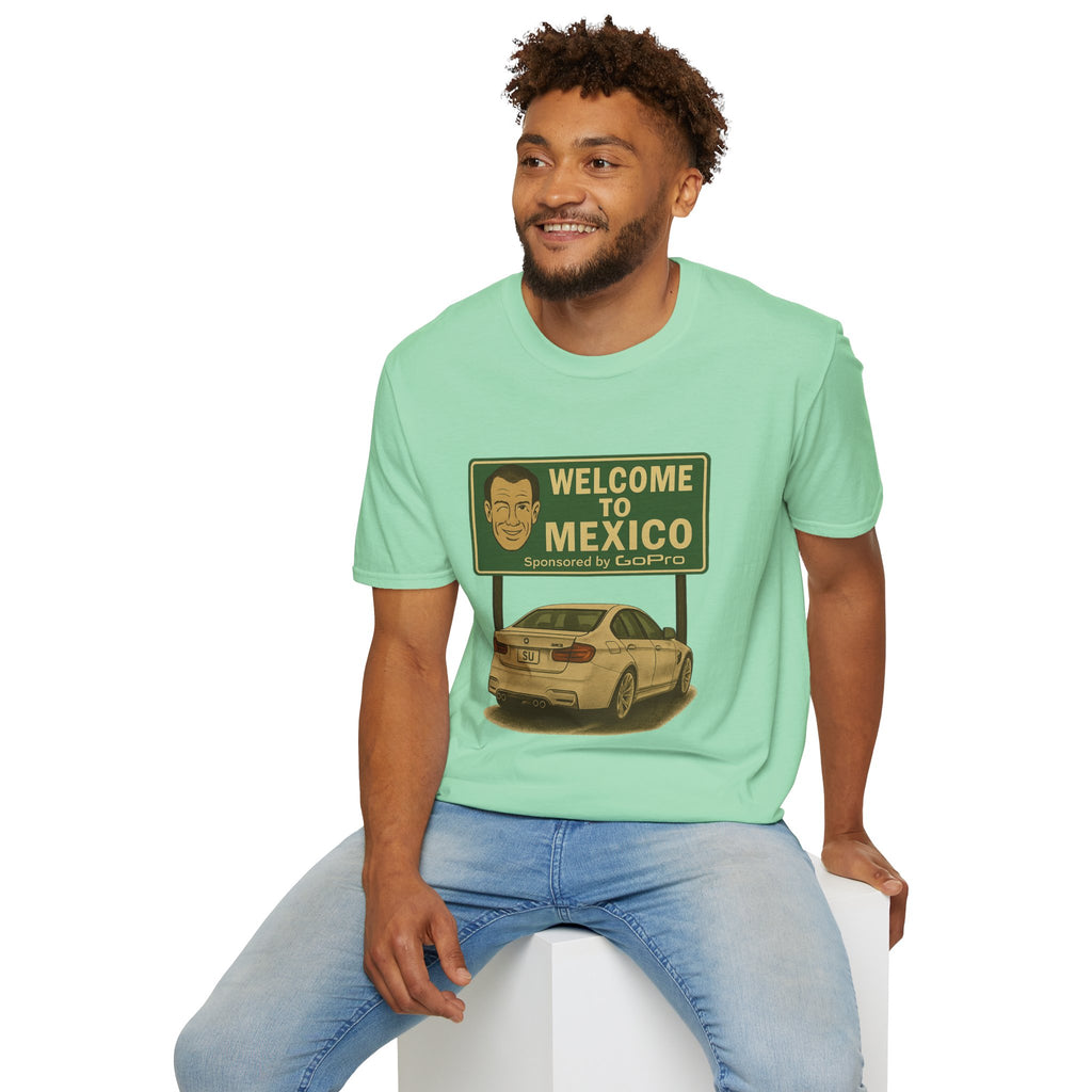 Welcome to Mexico BMW T-Shirt — Retro Road Trip Car Design
