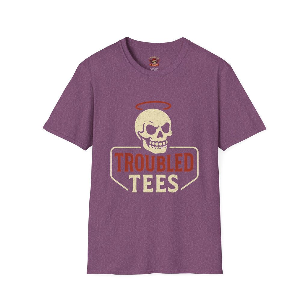 Troubled Tees Graphic T-Shirt — Skull Halo Vintage Logo Tee