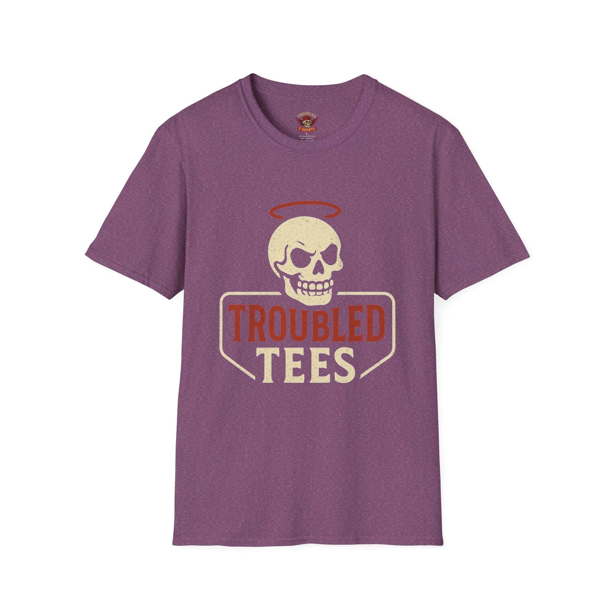 Troubled Tees Graphic T-Shirt — Skull Halo Vintage Logo Tee