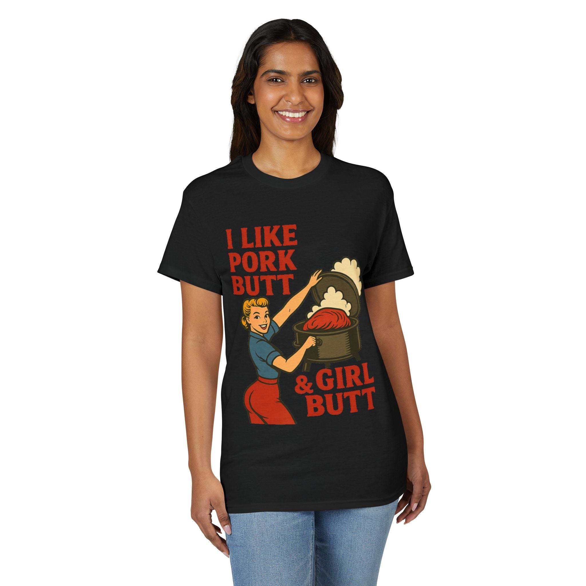 Retro BBQ T‑Shirt — "I Like Pork Butt & Girl Butt" Vintage BBQ Humor Tee