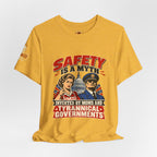 "Safety Is a Myth" T-Shirt — Funny Vintage Propaganda Poster Tee