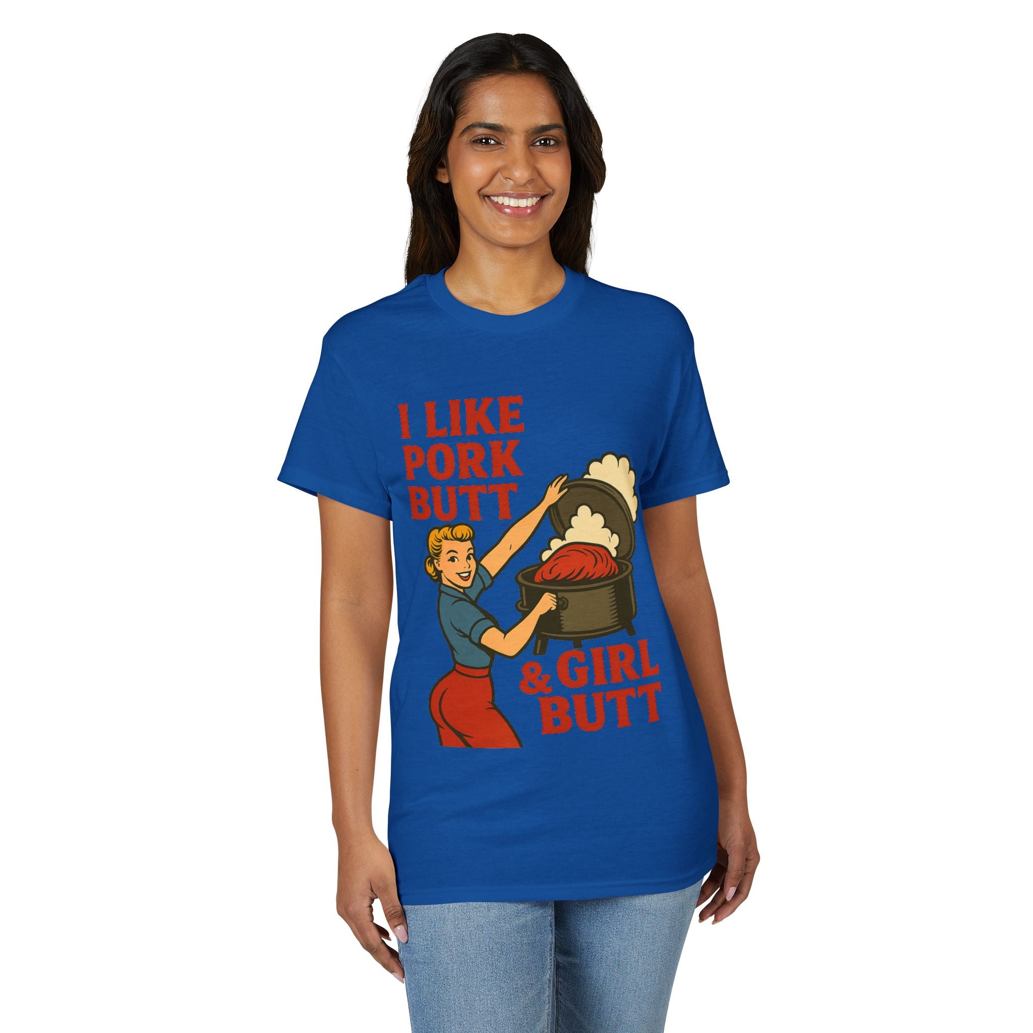 Retro BBQ T‑Shirt — "I Like Pork Butt & Girl Butt" Vintage BBQ Humor Tee