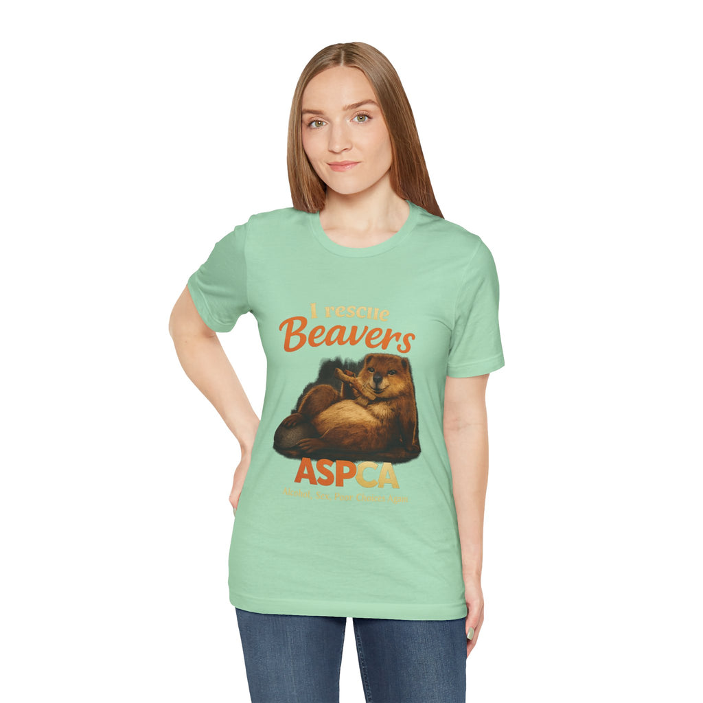 I Rescue Beavers Graphic Tee — Funny Tongue-in-Cheek Wildlife Shirt