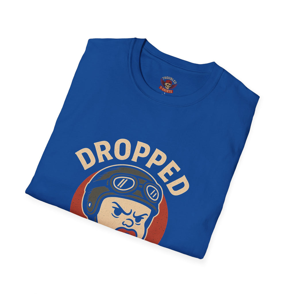 Dropped As A Baby T-Shirt — Funny Retro Baby Pilot Tee