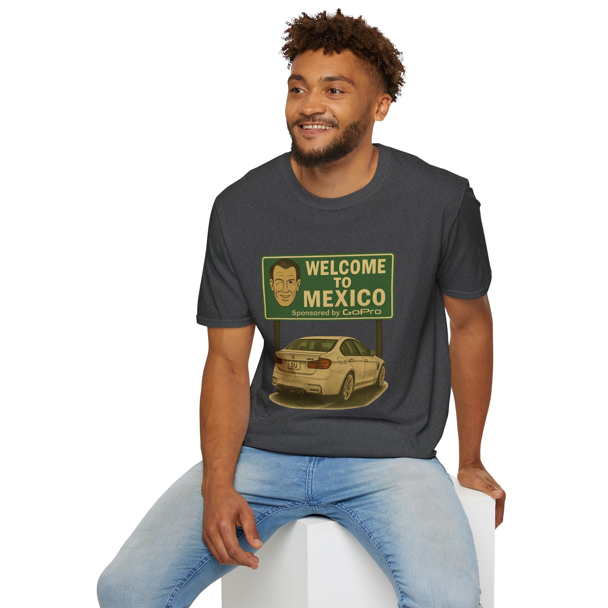 Welcome to Mexico BMW T-Shirt — Retro Road Trip Car Design
