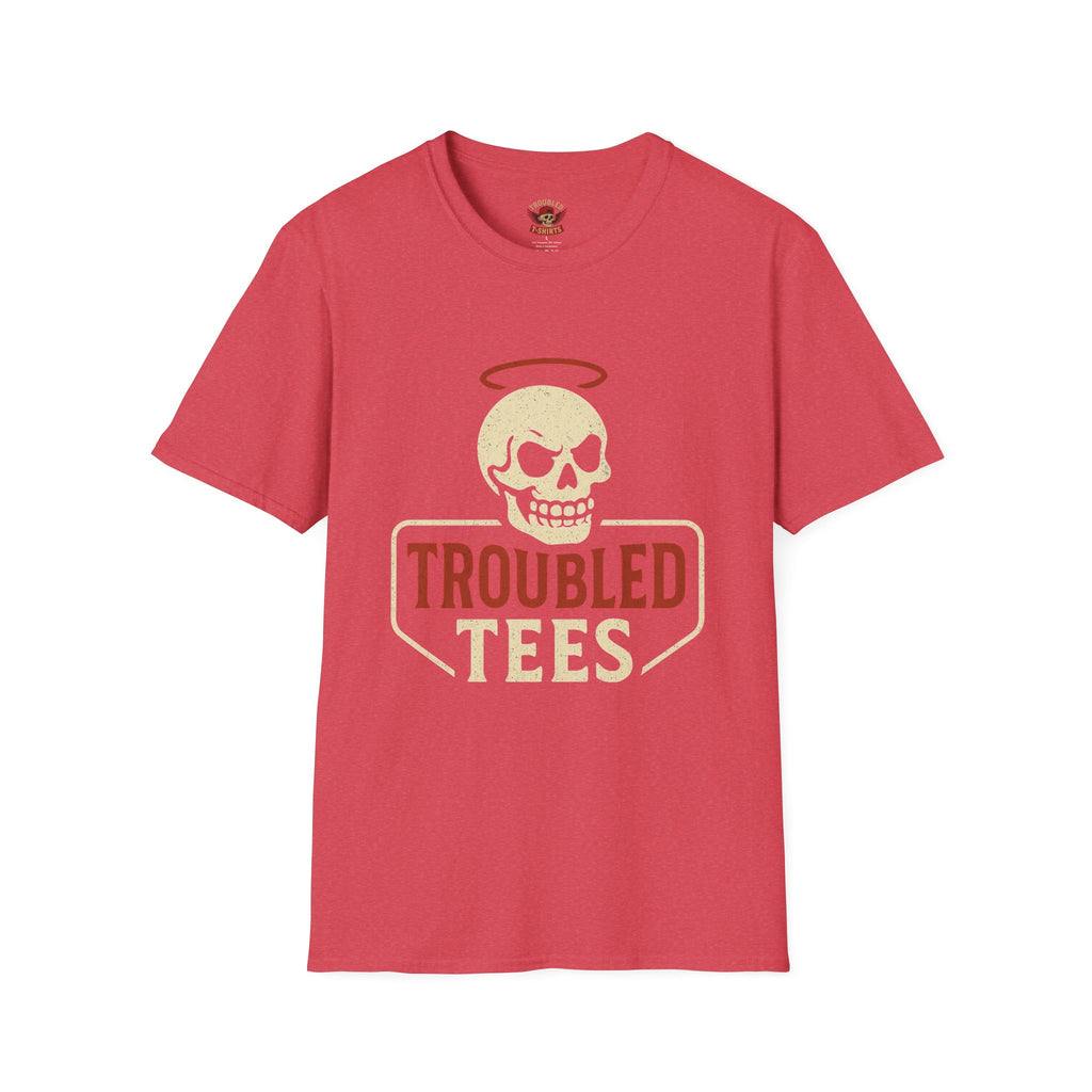 Troubled Tees Graphic T-Shirt — Skull Halo Vintage Logo Tee