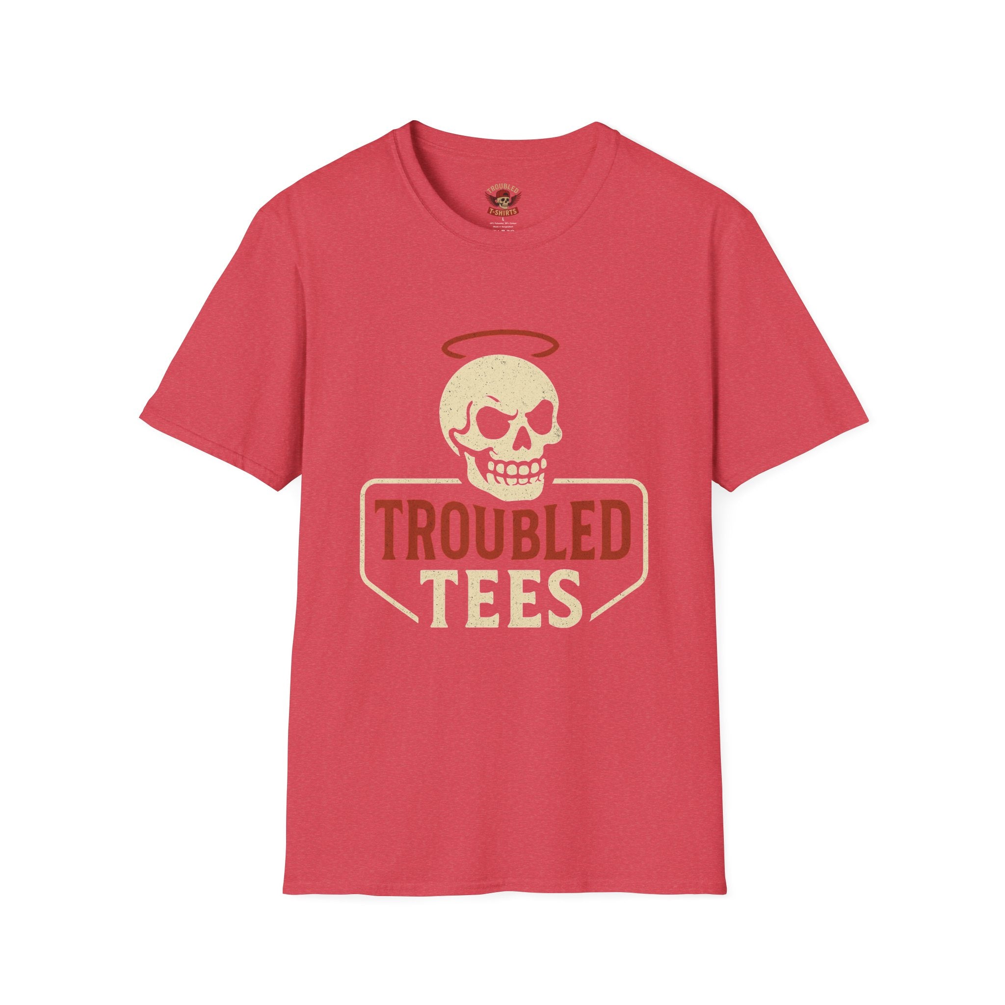 Troubled Tees Graphic T-Shirt — Skull Halo Vintage Logo Tee